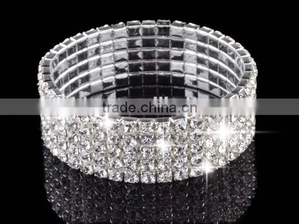 Hot Fashion 4/5/8 Rows Crystal Rhinestone Wedding Bridal Bracelet Bangle photo-5