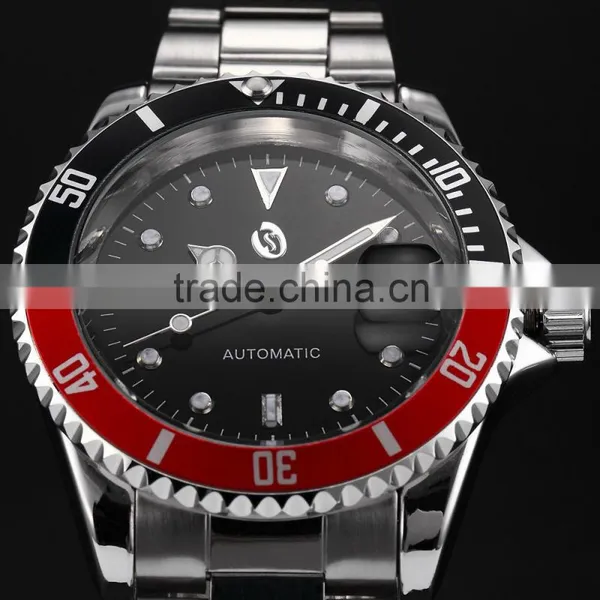 Luxury Red Stainless Steel Auto Date Automatic Mechanical Analog Watch photo-3
