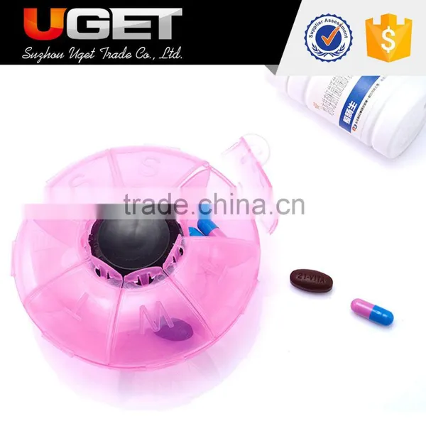 Children Plastic Portable Round Buckle up 7 Day Pill Box photo-6