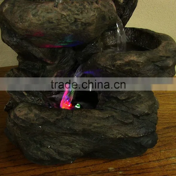 Staggered Rock Falls Tabletop Fountain With LED Lights photo-2