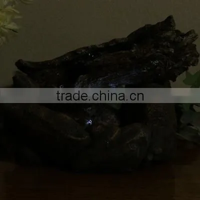 Fallen Log on River Rock Tabletop Fountain With LED Lights photo-5