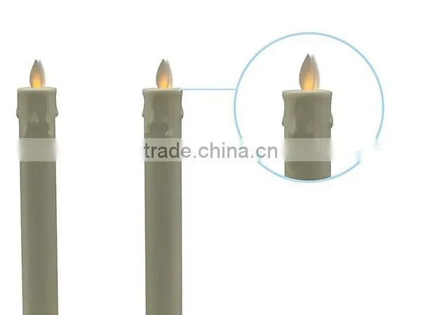 Yellow Moving Flame LED Wax Dripping Taper Candles Window Candles photo-2