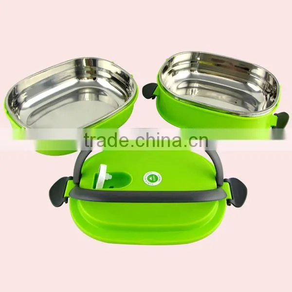 1.8L Stainless Steel Heated Lunch Box Tiffin Carrier/Leakproof Bento Lunch Box photo-3
