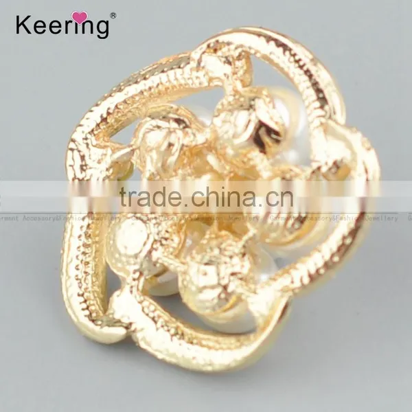 Keering-style Hotsale Flower Rhinestone Pearl Button Pins for Garments WBK-1476 photo-2