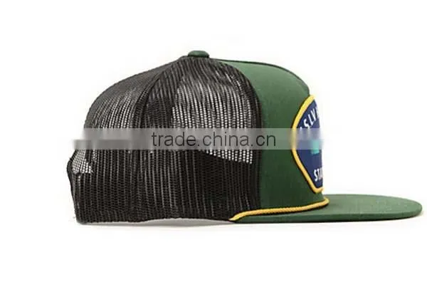 Custom Flat Brim With Rope Woven Patch Trucker Cap Mesh Cap photo-4