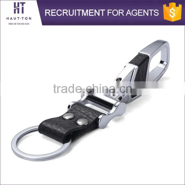 Top Selling Fashion Luxury Alloy Car Black Genuine Top Cow Leather Keychains High Quality Popular Silver Ring Gift Key Chain photo-4