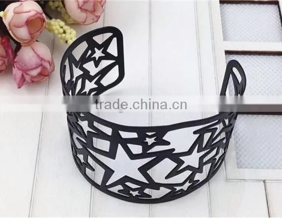 Personality High Quality Iron Stars Hollow Black Bangle Jewelry Manufacture photo-5
