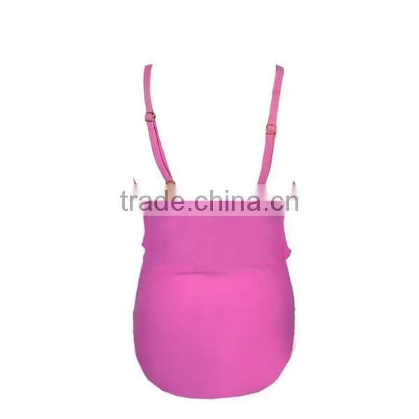 Wholesale Ladies Beautiful High Cut Sexy Pink One Piece Bathing Suits photo-4
