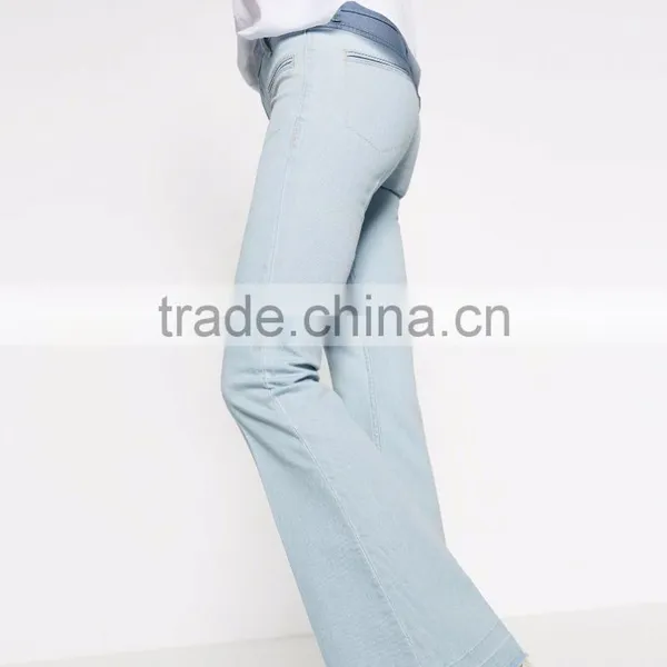 Bell-bottom Top Design Jean Trousers In Black Acid Ladies Jeans photo-3
