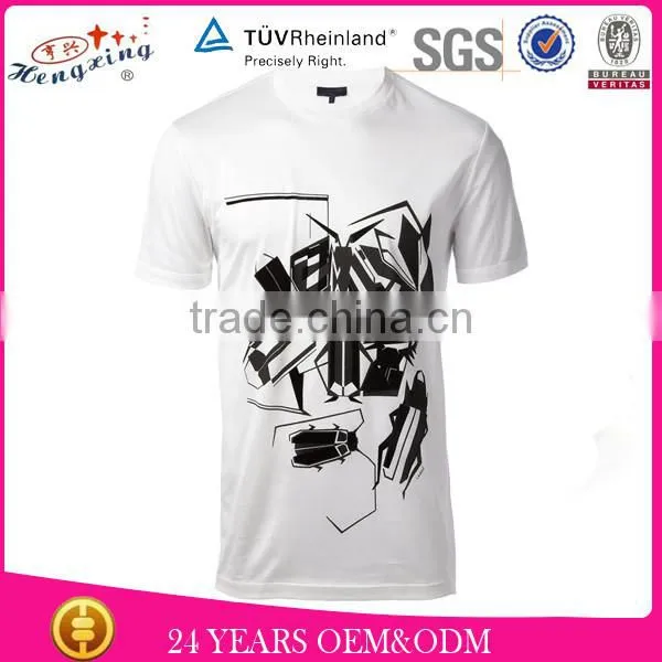 2015 Fashion Collar Pocket Men 95% Cotton 5% Elastane White T-shirt photo-4