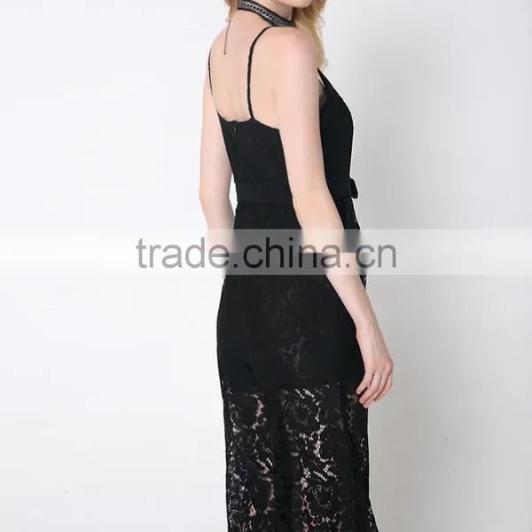 M783 D.Y Fashion 2016 Women Gallus Lace V-neck Bowknot Jumpsuit Pants photo-6