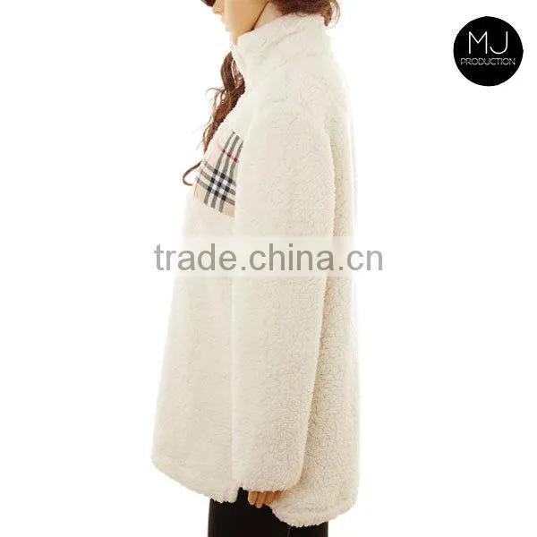 FACTORY Wholesale Plaid Patch Fleece Sweatshirt photo-5