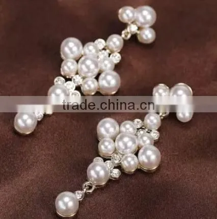 NEW Fashion Diamond Alloy Imitation Pearl Sut Earring photo-3