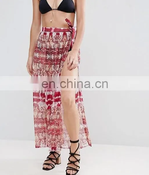 High-rise Waistband Wrap Tie Fastening Print Beach Sarong Print Custom photo-3