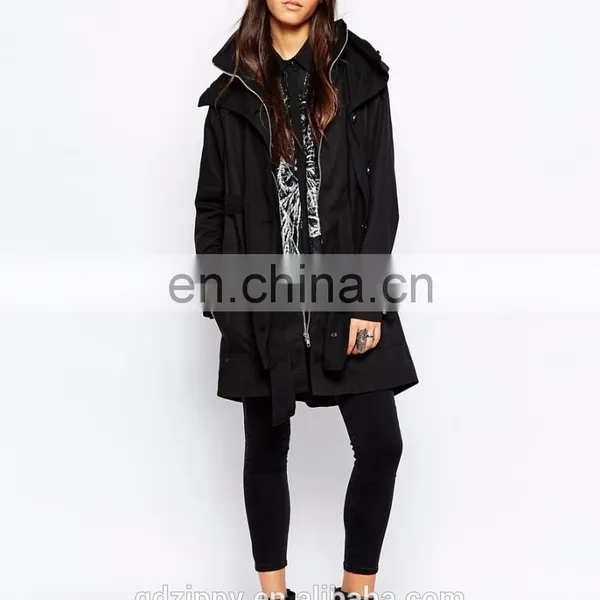 Wide Collar Trench Coat With D-ring Waist Belt and Cuffs photo-5