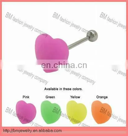 Silicone Heart Shaped Tongue Barbell Body Piercing Jewelry