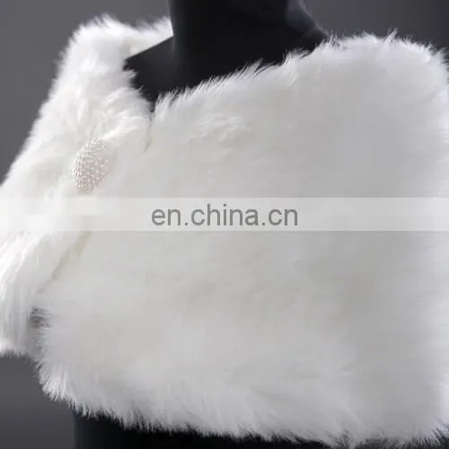 Grace Karin Elegant Design Winter White Faux Fur Wedding Bridal Shawls CL2616 photo-4