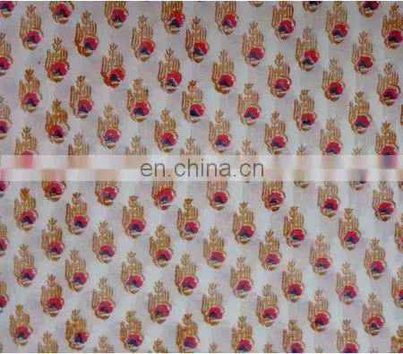 Indian Block Print Fabric Handmade Designer Floral Textile Fabric Jaipuri Fabric / Fabric / 100% Cotton Fabric