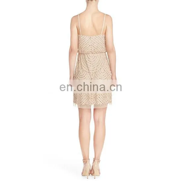 J-8287 Fashion Design Sequin Mesh Blouson Dress Newest Ladies Dress Sleeveless Women Clothing photo-4