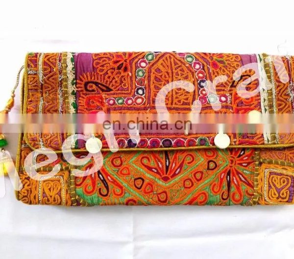 Wholesale Bohemian Banjara Ethnic Handbag- Vintage Clutch Bag-Afghan Clutch Bag- Hand Embroidery Coin Clutch Purse photo-4