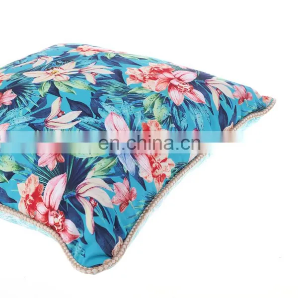 Decorative Double Sides Blue Floral Flowers Printed Outdoor Cushions for Garden photo-6