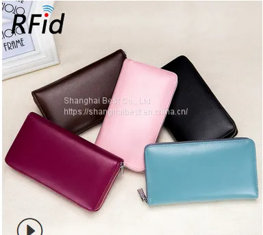 Leather Card Bag, Long Wallet, Passport Bag, RFID Multi-function Card Bag for Men and Women