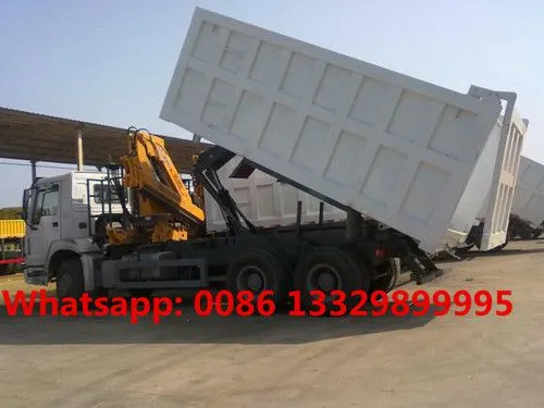 High Quality and Good Price HOWO Brand 6*4 LHD/RHD Dump Tipper Truck With Crane for Sale photo-4