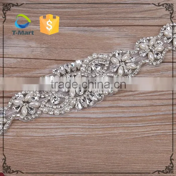 Wholesale Hot Fix/ Sew On/ Glue On Pearl Crystal Bridal Applique photo-3