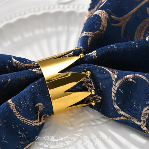 Shiny Gold And Silver Colored Napkin Ring With Crown Shaped photo-2