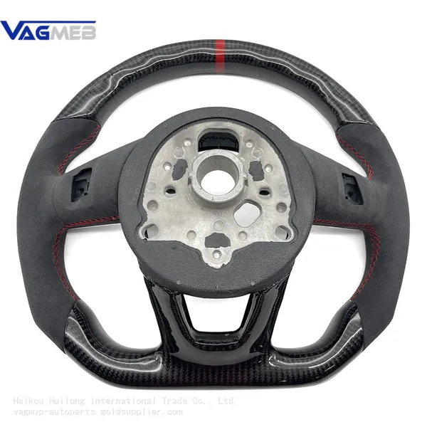 For Audi A3 A4 A5 S3 S4 S5 B9 Alcantara Carbon Fiber Red Stitching Steering Wheel Base Assembly photo-4