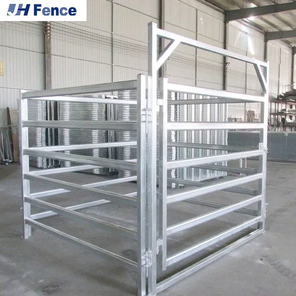Zinc-Steel Pipe Fence Easily Assembled 8FT Livestock Gate 40 X 40 mm Square Rails Cattle Livestock Farm Fence Panel photo-5