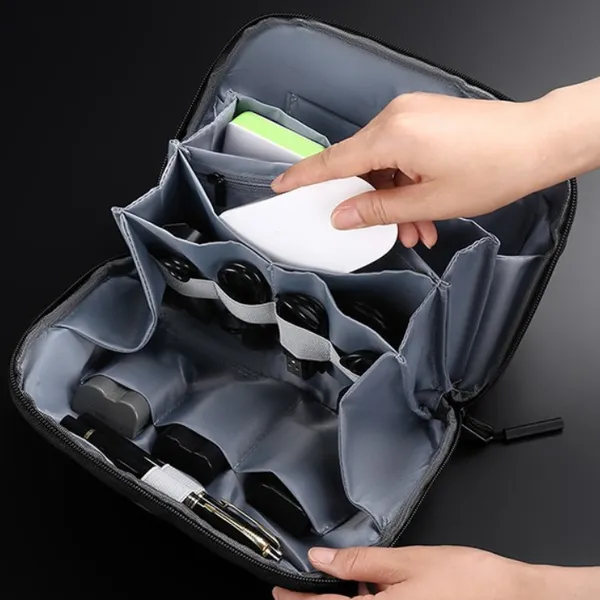 Travel Cable Organizer Lightweight Pouch With Belt Electronic Organizer Travel Case for Cellphone ,Charger Cord, Mouse, Compact Camera, Earphones,Card photo-3