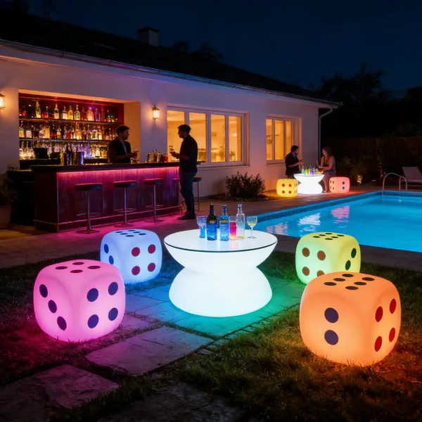 Portable Modern Design Plastic Remote Control Colors Changing Led Illuminated Bar Table Chair Outdoor Event Party Club Furniture photo-4