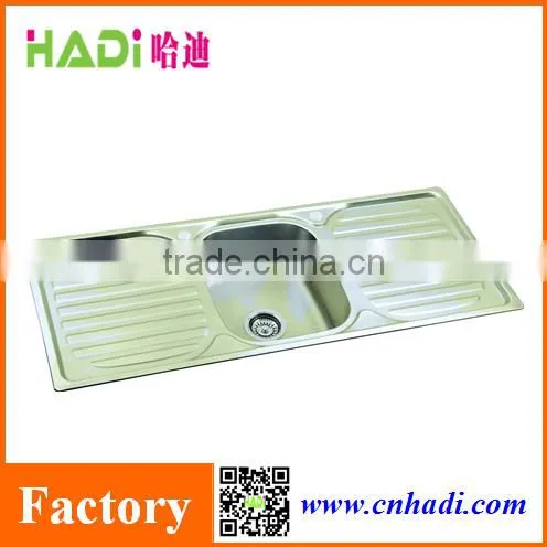 1.2 m Double Drain Board Single Bowl Sinks Stainless Steel Kitchen Sink HD12050S