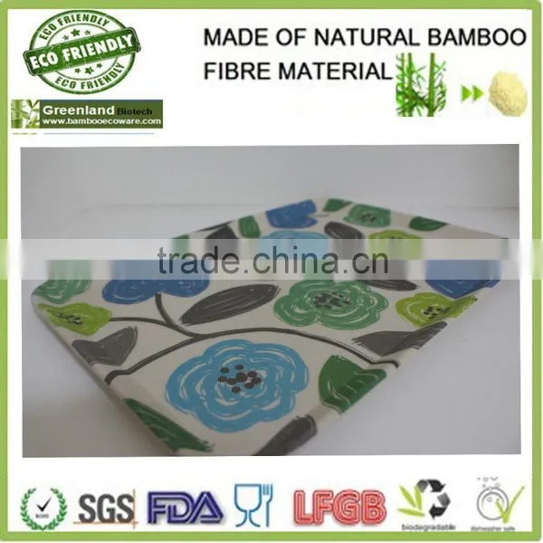 Greensun Selling Green Bamboo Fibre Natural Biodegradable Dishes Tray for Home Party