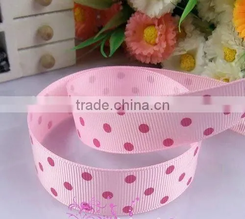 Regular dots printed grosgrain ribbon