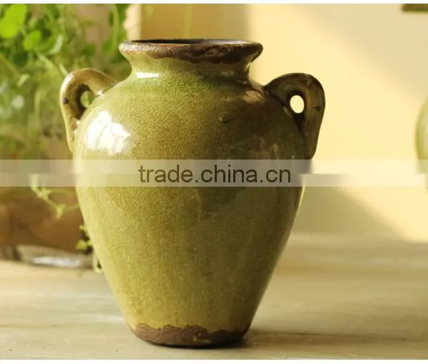 Antique Retro Green Table Ceramic Vase for Sale photo-6