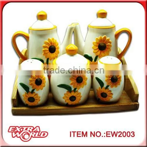 Ceramic Kitchenware for Salt Pepper Oil Vinegar Set