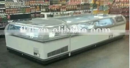 Island Freezer Meat Storage in the Supermarket Glass Chest Freezer photo-2