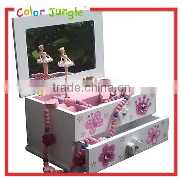 Wood Storage Box ,Lovely Kids Cartoon Bedroom Music Jewel Box