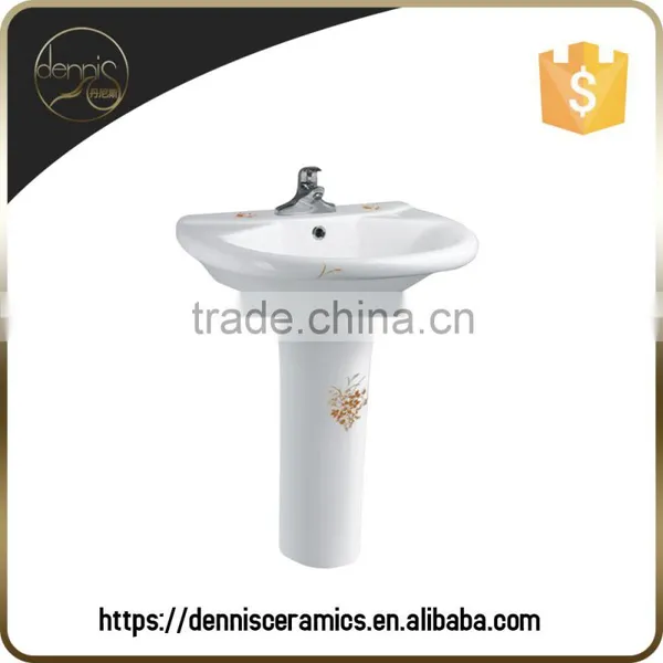 Dennis L-605 Flower Pattern Ceramic Basin Pedestal