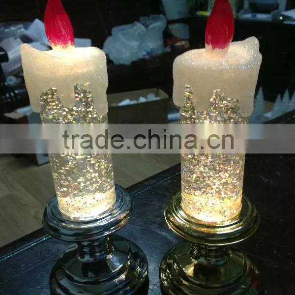 Flameless Battery Operated Led Candle Light Electroplate Color Christmas Light Water Filled