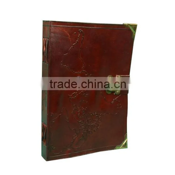 C Lock Map Printed Design Leather Journals Handmade Paper & Journals