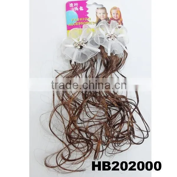 Cute Baby Headband Curl Hair Extensions With Sky Blue Flower Ribbon Bow photo-4