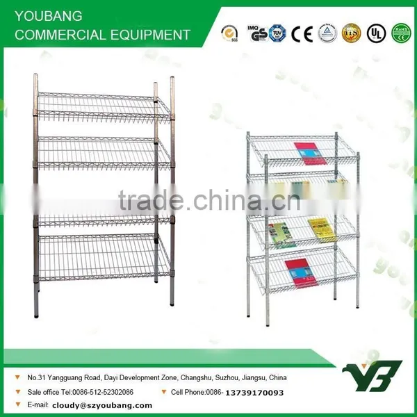 2015 Hot Sell NSF 48x14 Inch Light Duty 4 Layer Chrome Slant Shelf, Magazine Shelf (YB-WS015) photo-2