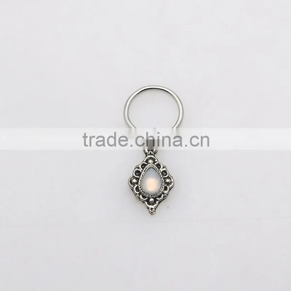 Stone Pendant Stainless Steel Silver Ring photo-2