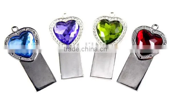 heart shape crystal mini usb 2.0
