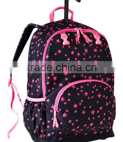 nylon gril rolling backpack