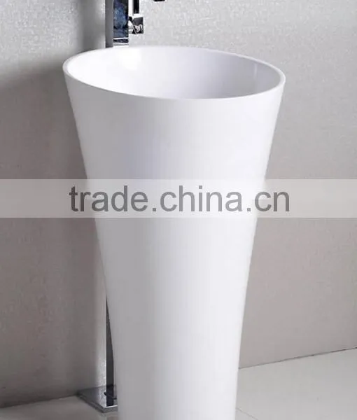 100% Acrylic Solid Surface Pedestal Basin,,Artificial Stone Freestanding Washing Basin photo-5