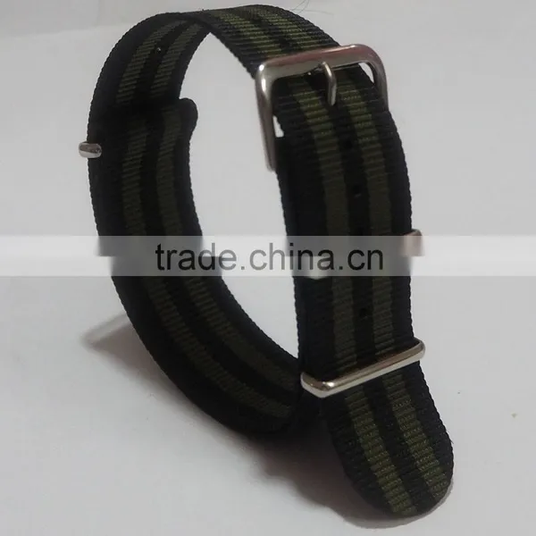 Black Grey Black Gray Stripe Nylon Canvas Wrist Watch Band photo-5